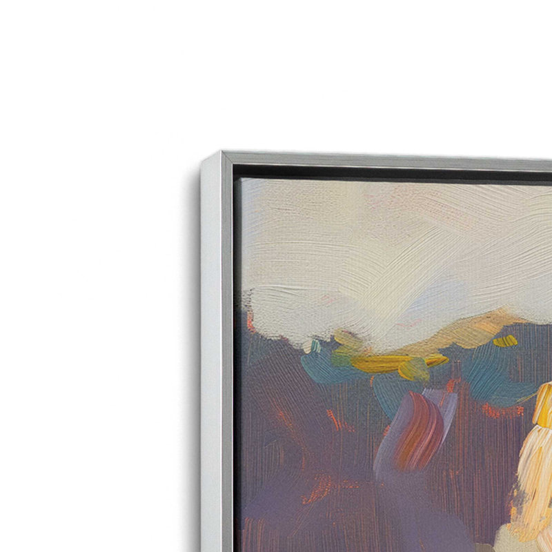 Nocturne Sunset Soiree V2 par Azure Artisanal Studio, Cadre flottant en chrome poli, H 14 po x l 14 po x P 1,75 po