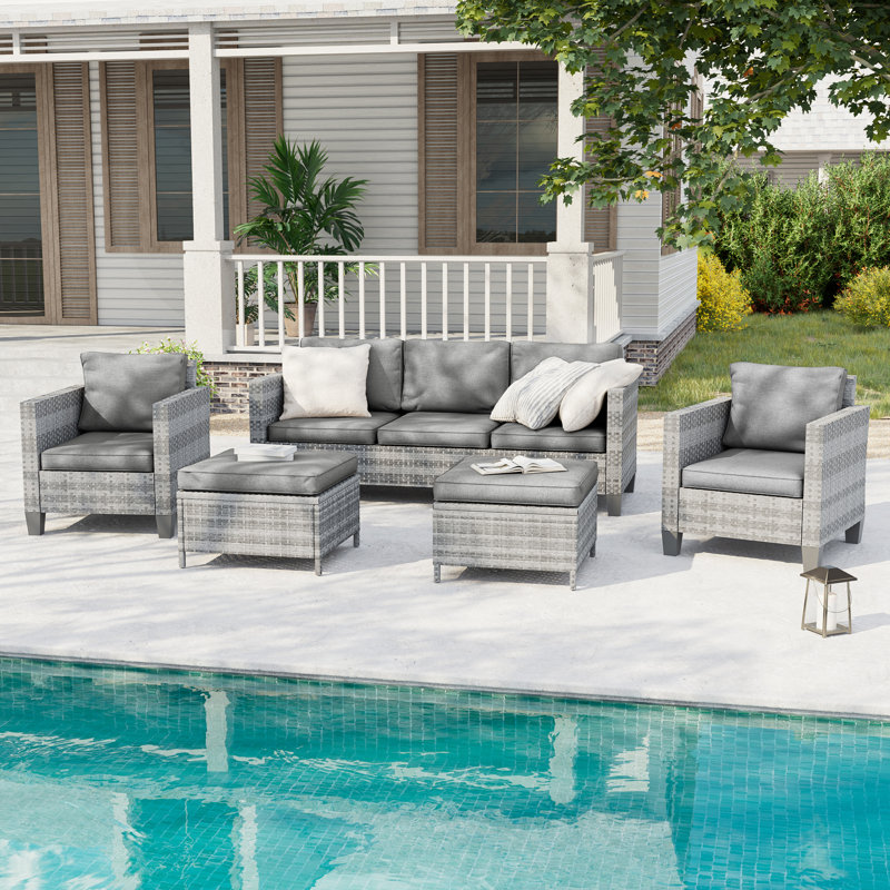 Pallua 5 - Person Patio Conversation Set, Gray, Gray