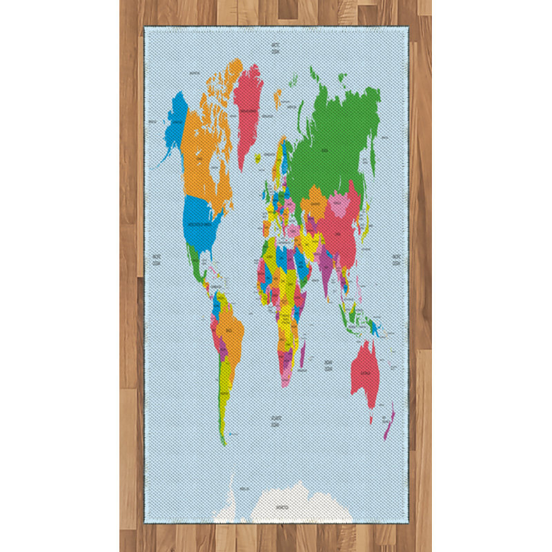 Map High Density Long Fiber Poly Threads Decorative Area Rug Carpet, Rectangle 2'7" x 5'