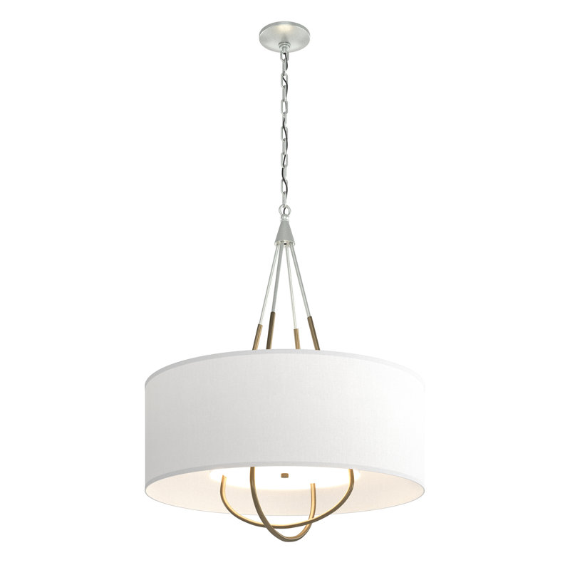 Lustre 4 lumières Loop, Or doux, Anna ton naturel, Platine rétro