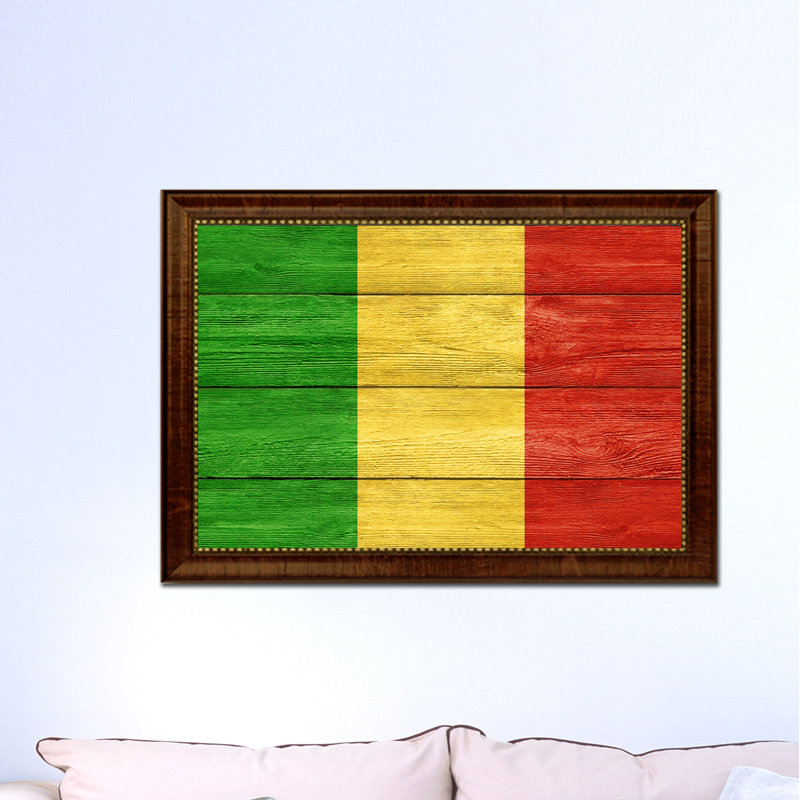 « mali country flag », impression sur toile encadrée, H 15 po x l 21 po x P 1 po, Brun