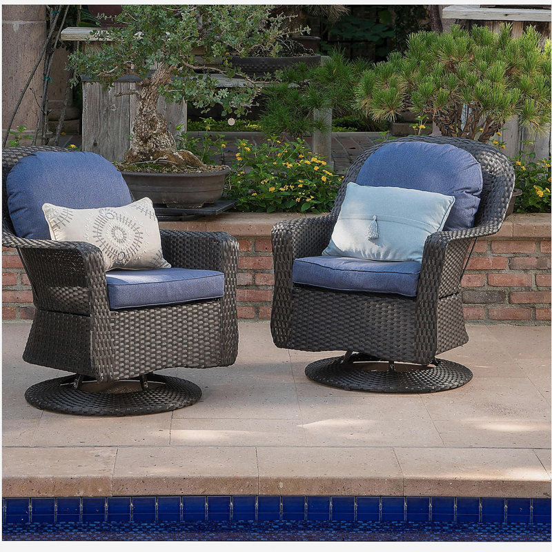 Fauteuil club pivotant, Bleu, Noir