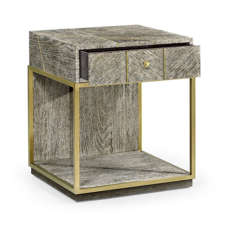 Geometric 1 - Drawer Solid Wood Nightstand