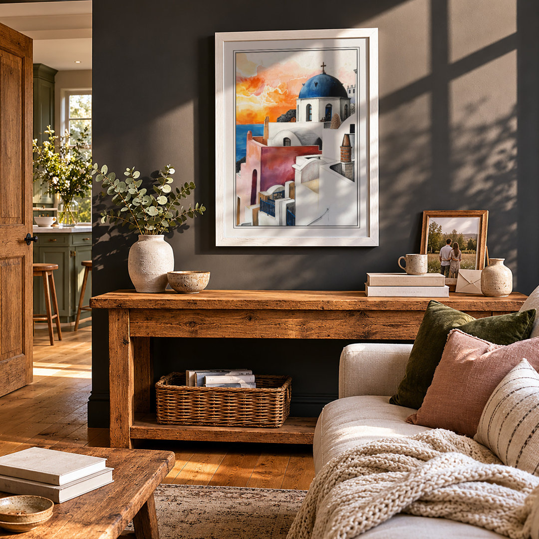Mediterranean Sunset Coastal - Framed Print
