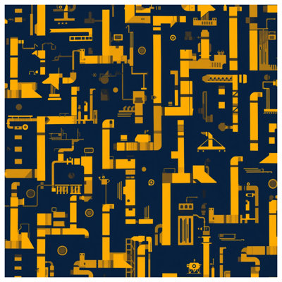 Tapisserie murale jaune à motif géométrique - Pipes