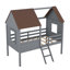 Lit mezzanine en bois avec 2 fenêtres latérales-888562391