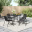 Acord 4 - Person 80cm L Garden Tempered Glass Black Marble Outdoor Coffee Table