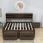Lit de jour en bois avec armoires, tablettes et tiroirs-1703438387