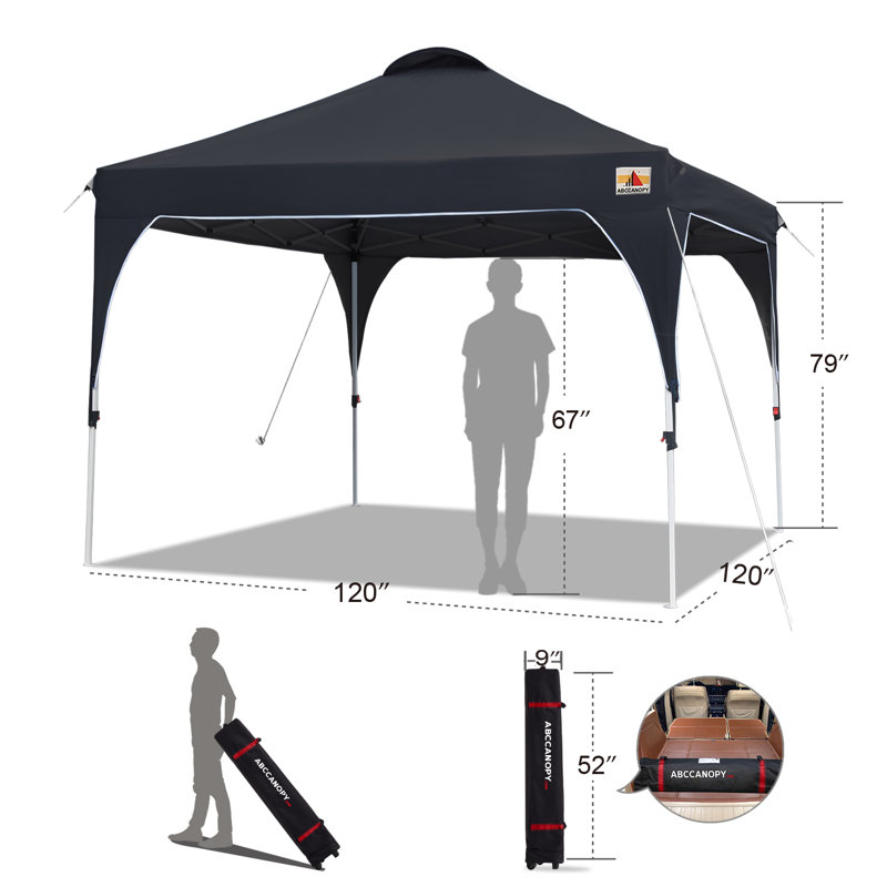 Compact 10 Ft. W x 10 Ft. D Steel Pop-up Canopy The Pop Up Canopies, Black