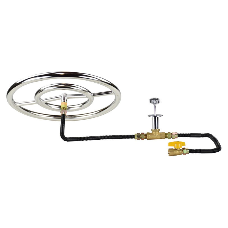 Anneau de brûleur en acier inoxydable avec ensemble de raccordement au gaz naturel de luxe, H 0,5 po x l 18 po x P 18 po