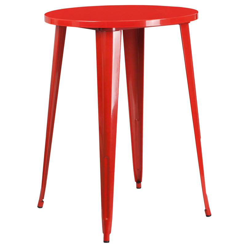 Table ronde de bar de qualité commerciale pour l'intérieur et l'extérieur, Rouge, L 30 po x l 30 po