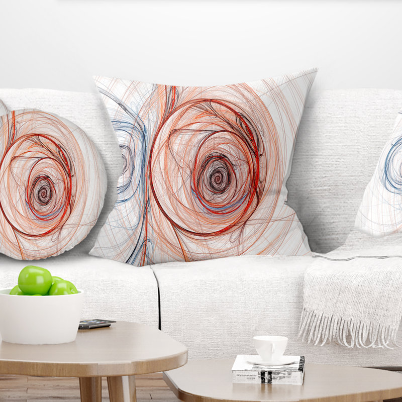 Fractale brune et bleue - coussin abstrait imprimé, 18 po x 18 po, Coussin décoratif