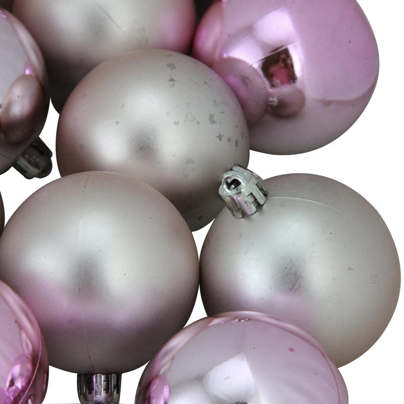 Boules de Noël Bubblegum incassables à 4 finitions, H 10 po x l 10 po x P 10 po, Rose / beige