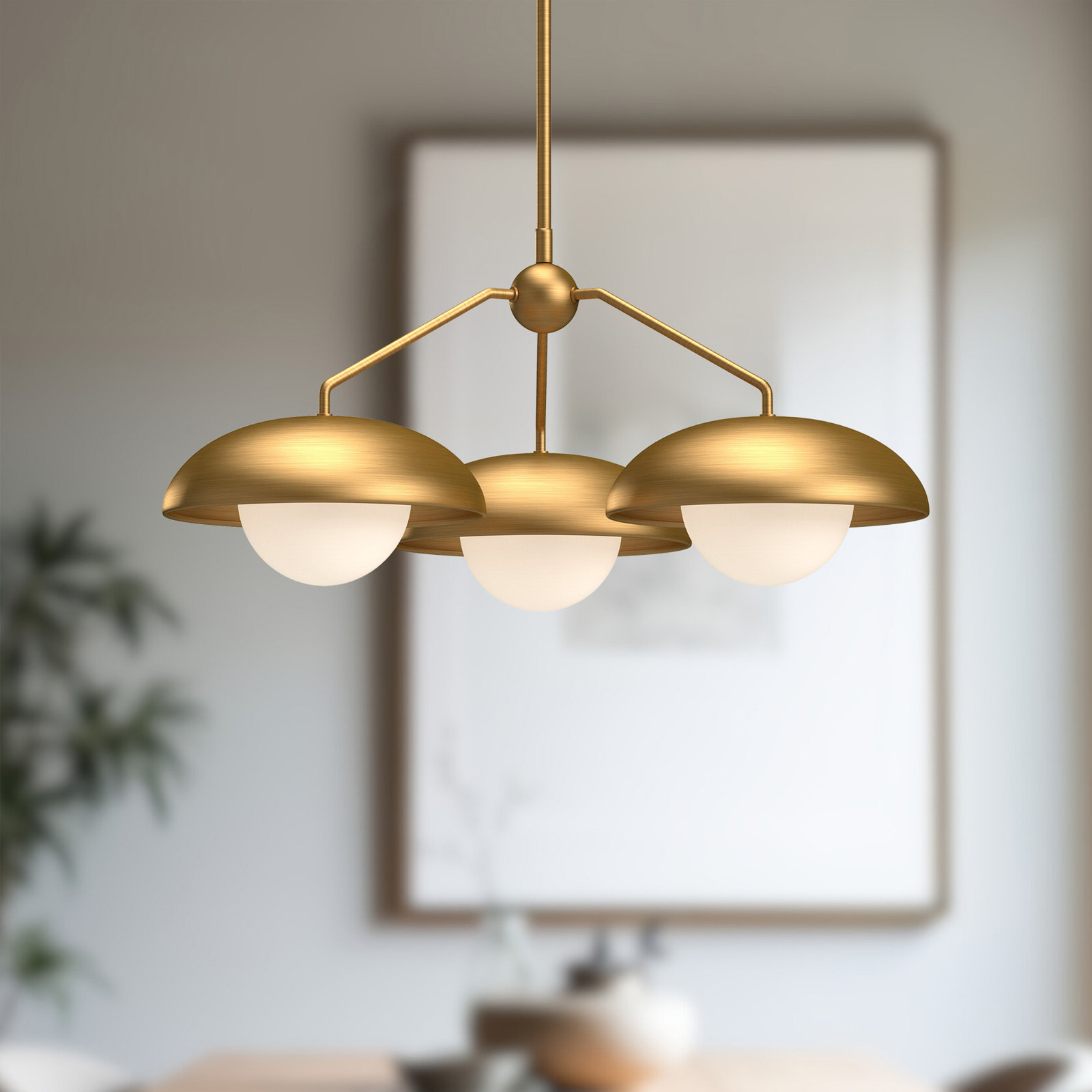 Alessia 3 - Light Metal Sphere Chandelier, Aged Gold