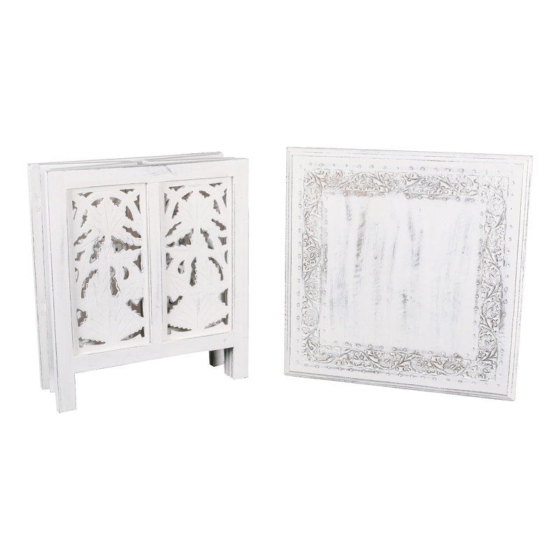 Abbey End Table, White, 56cm H x 54cm W x 54cm D