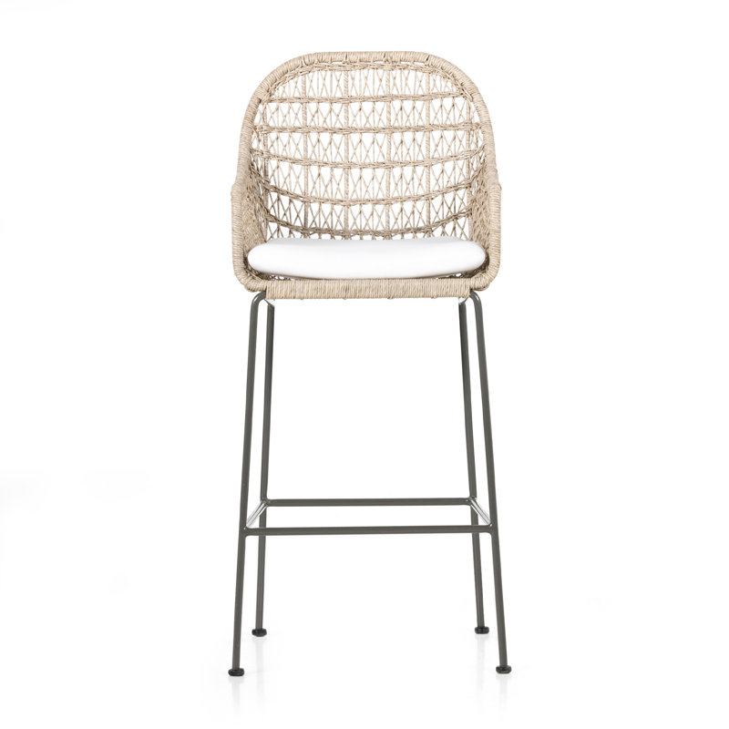 Bandera Outdoor Bar Stool, 30", Beige/Gray