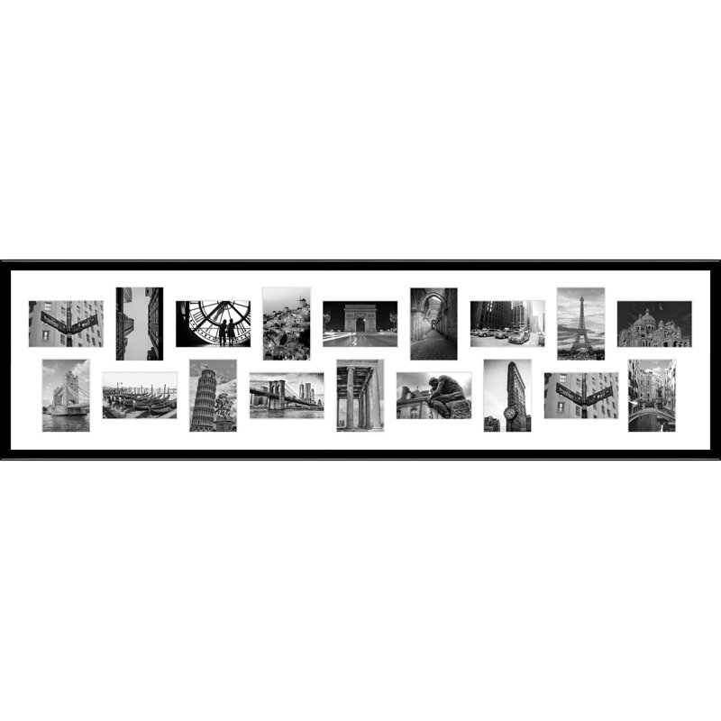 Kuwan Wood Collage Frame, Glossy Black, 7cm x 10cm