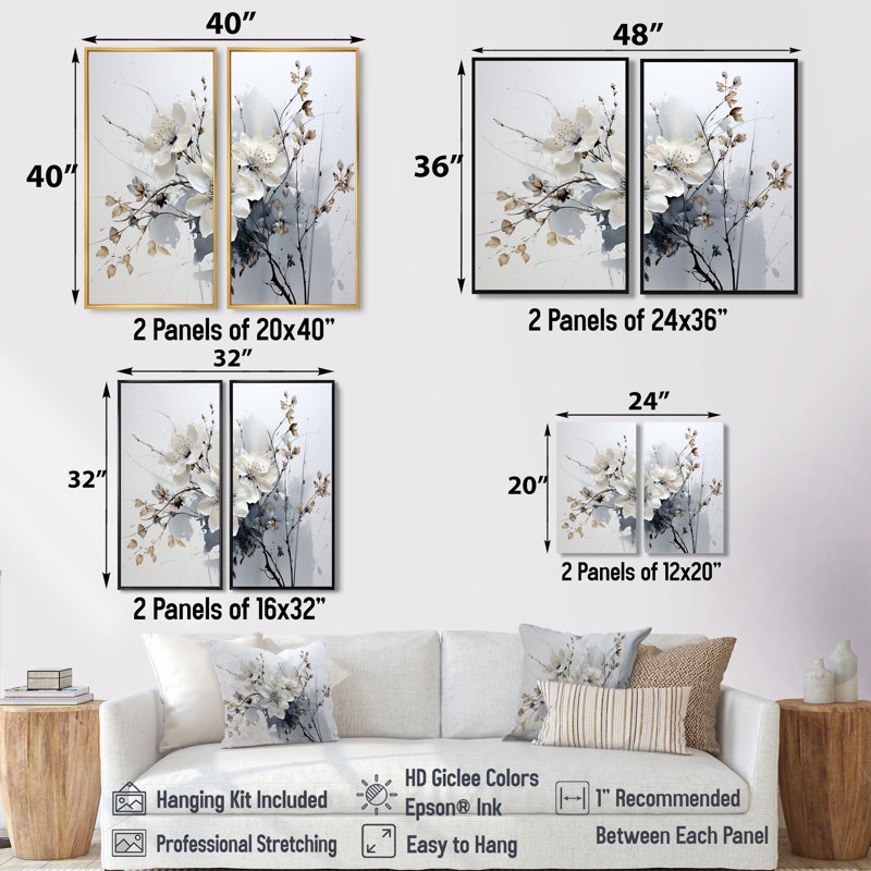 Art asiatique fleurs d'orchidées I - art mural global, H 36 po x l 48 po, Toile tendue, Ne s’applique pas