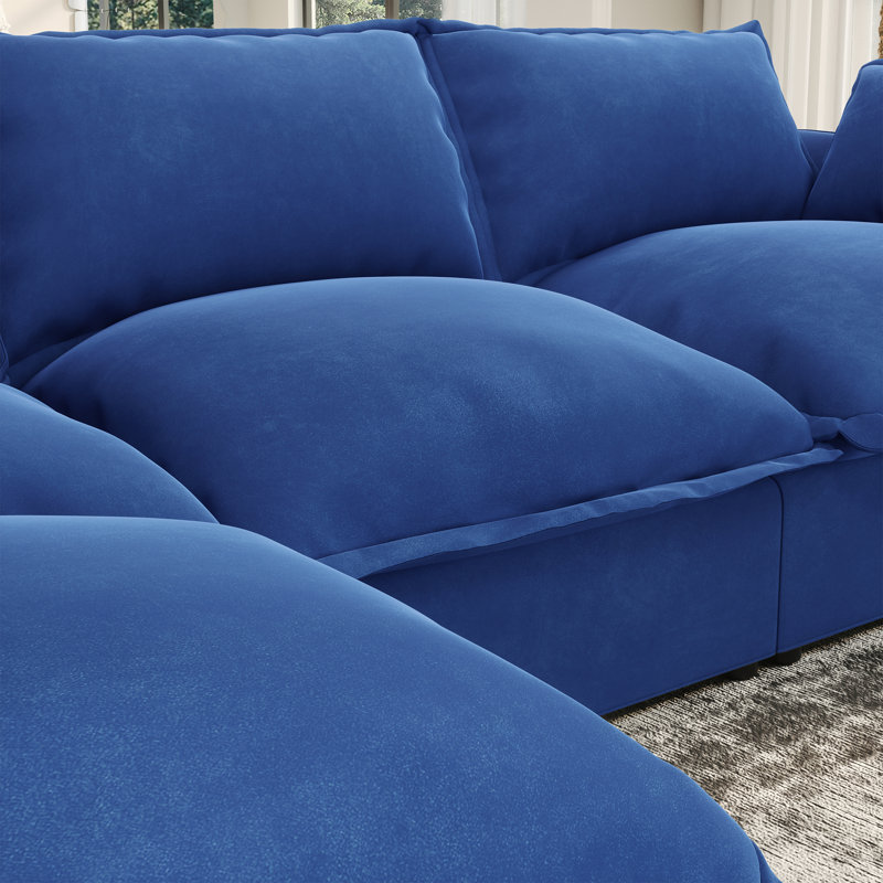 Canapé modulaire 3 places pour salon Rinnie, Bleu