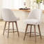 65CM Seat Height Modern Mid-Century Swivel Bar Stool with Backs and Wood Legs-1890048215