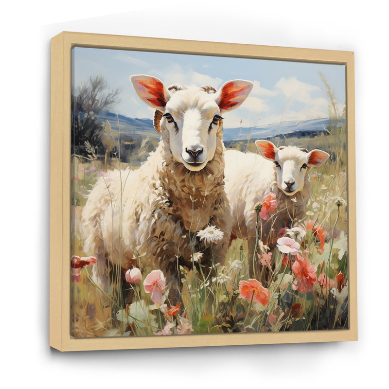 Troupeau de moutons moelleux I sur toile, H 24 po x l 24 po x P 1 po, Cadre naturel flottant