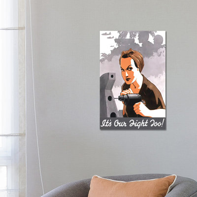 WWII Propaganda Poster Of Rosie The Riveter Operating A Drill by Stocktrek Images - Wrapped Canvas Print