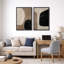 Forme Mid-Century «brun chaud et noir délavé, lignes abstraites, images murales modernes minimalistes neutres, impression sur toile encadrée 2 pièces, 16 x 24 x 2, 24 x 36 x 2-92285703-92285704-119463641