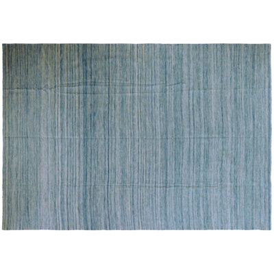 Tapis intérieur de la laine 9 pi 7 po x 14 po one-of-kind noué la blue
