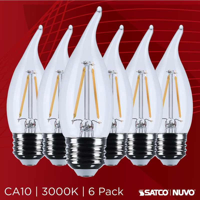 3 watts CA10 DEL à culot moyen transparent 3000K CCT 120 Volt, 3000 Kelvins, 250 lumens, 3 W
