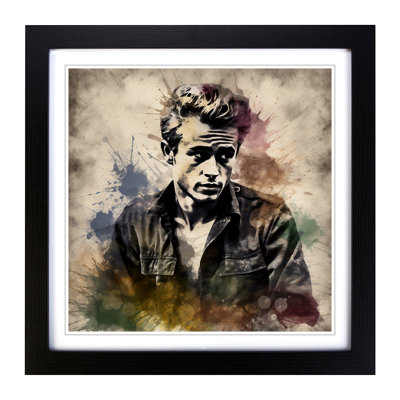 James Dean Grunge Art - Single Picture Frame Print on Wood