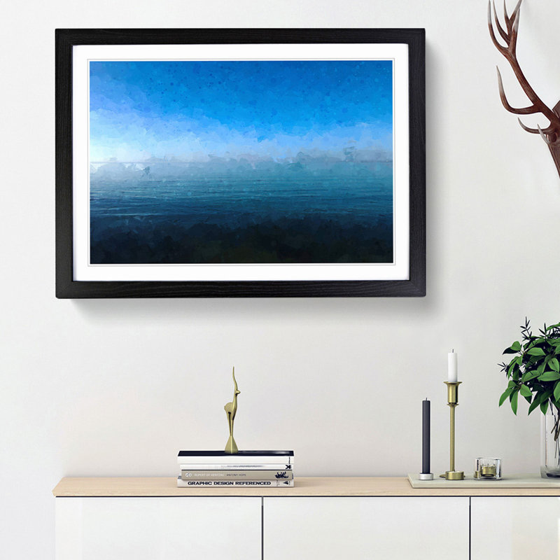 Across the Sea to Bournemouth in Abstract - Picture Frame Graphic Art Print, 27cm H x 36cm W x 2cm D, Black Framed