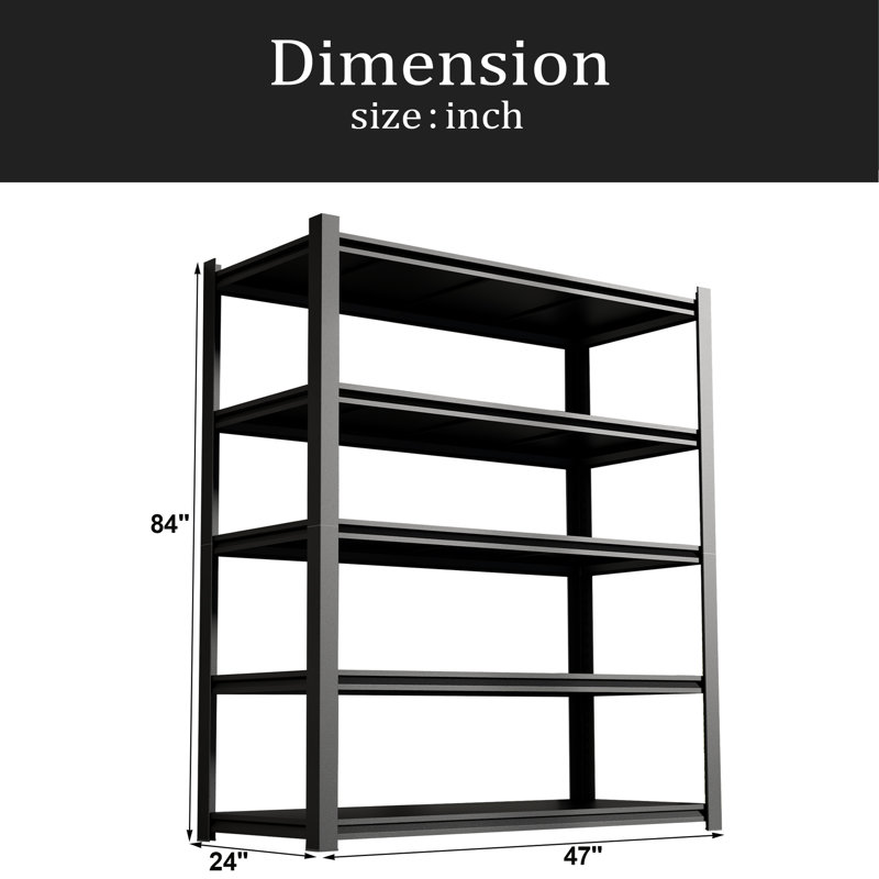 Étagère de rangement en métal 83,86 pouces, étagère de rangement en acier robuste résistante à l'humidité et imperméable à 5 couches. Conçue pour le rangement d'entrepôt
