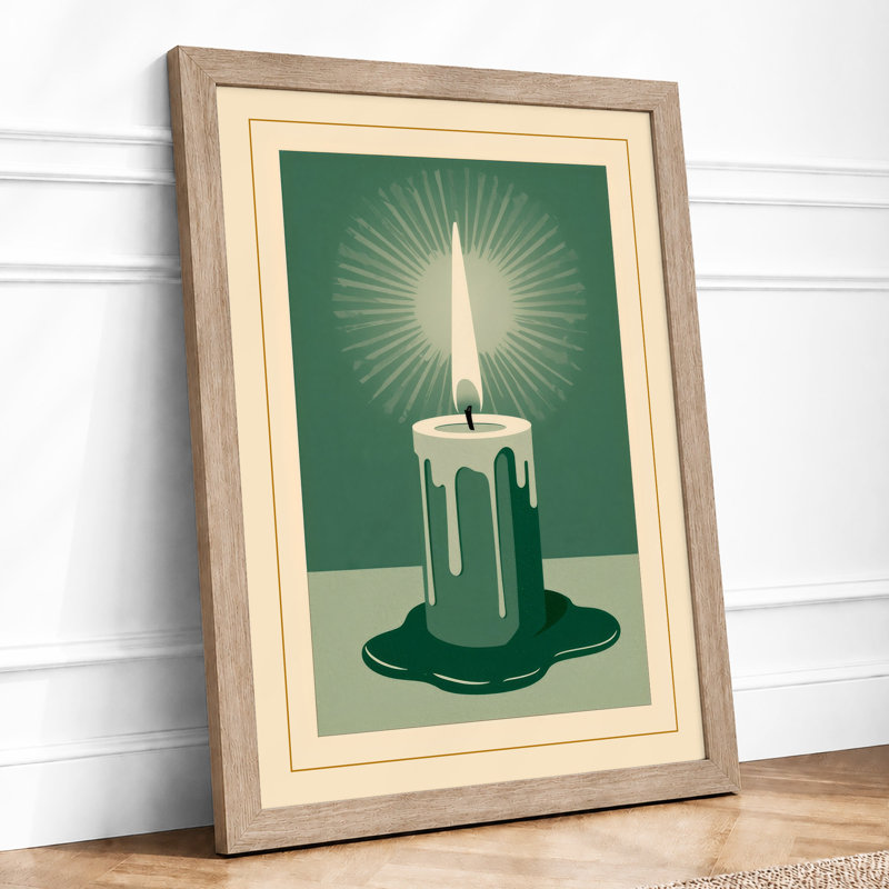 Luminous Flame Minimalist - Framed Print, A3 - 42.0 x 29.7 cm, Oak