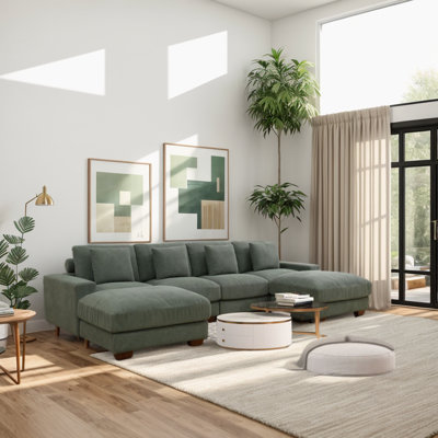Harilla 6 - Piece 123"Upholstered Sectional with Ottoman by Ebern Designs