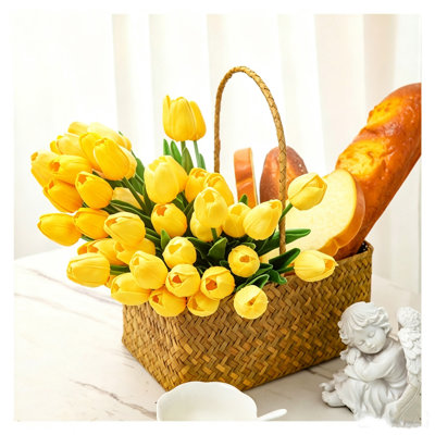 30PCS tulipes artificielles fleurs en soie longues tiges vertes pour vase mariage partie cuisine bureau maison chambre centre de table