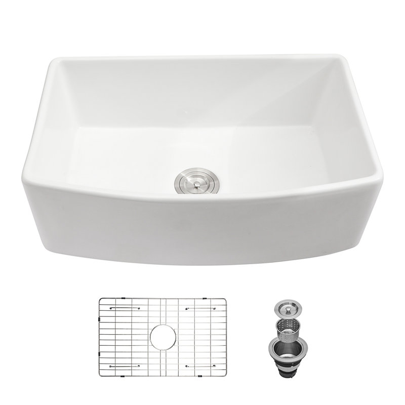 Évier de cuisine en céramique 33 po à tablier simple L 33 po