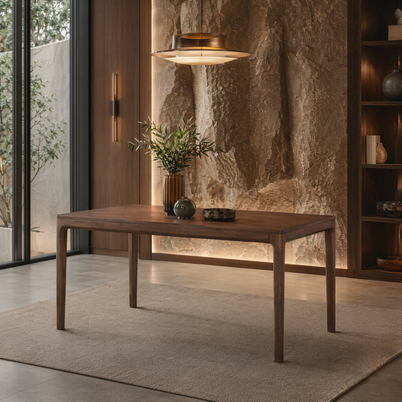 Milan Rectangular Dining Table with Smooth Rounded Corners, Walnut