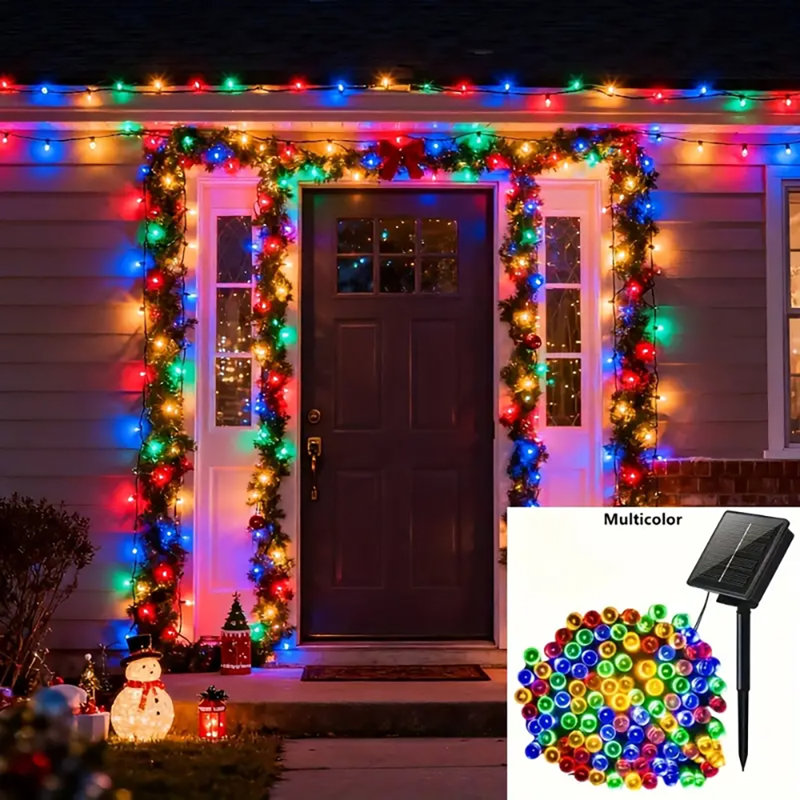 LED Solar Powered Cord String Light, 100 Lamps - 10 Metre Long