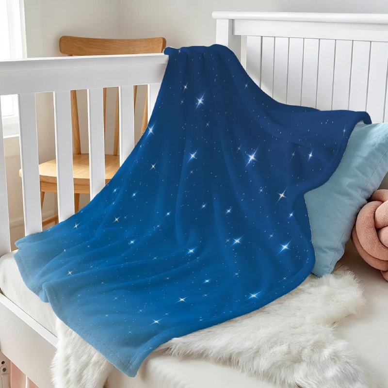 Jeté en molleton bleu flanelle ultra doux, imprimé recto ciel étoilé, Throw 30" x 40"