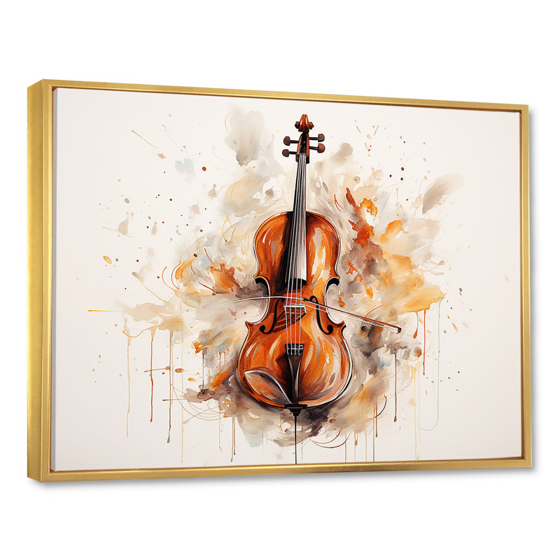 Cello Contour Rich Brown III sur toile, H 30 po x l 40 po x P 1,5 po, Cadre flottant doré