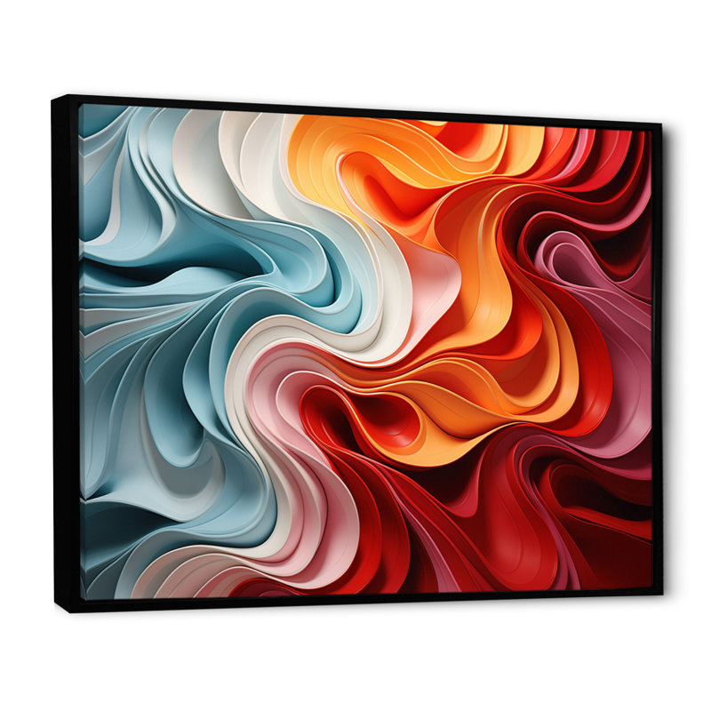 Opt Chromatique Delirium IV - reproduction sur toile, H 16 po x l 32 po x P 1 po, Cadre flottant noir