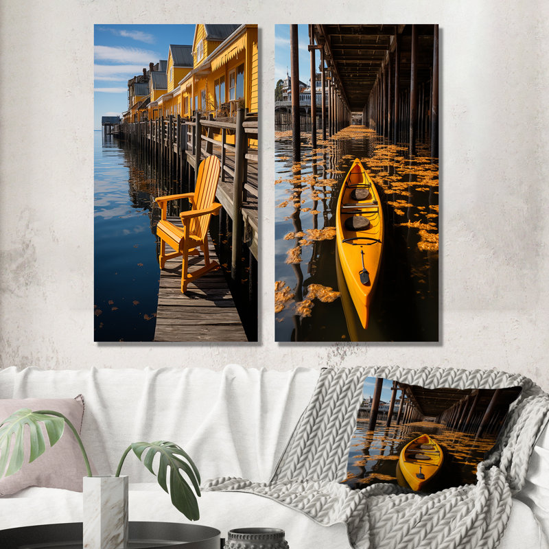 «Pier Pier Reflections», 2 pièces, Toile tendue, H 40 po x l 40 po