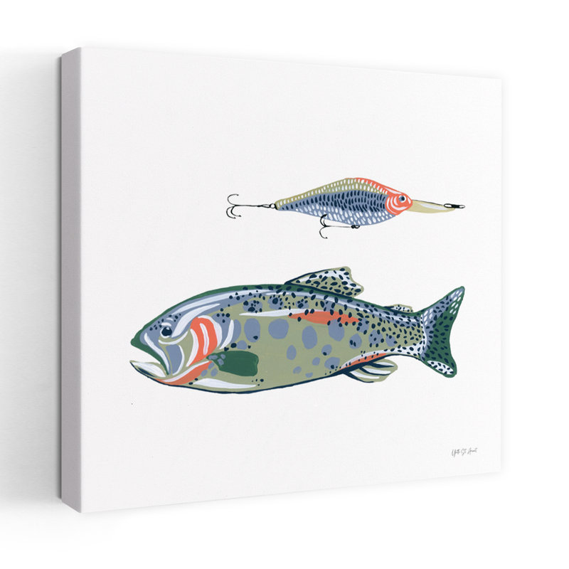 Contemporary Catch Of The Day Viii With Blue Fish Art, 32" H x 32" W