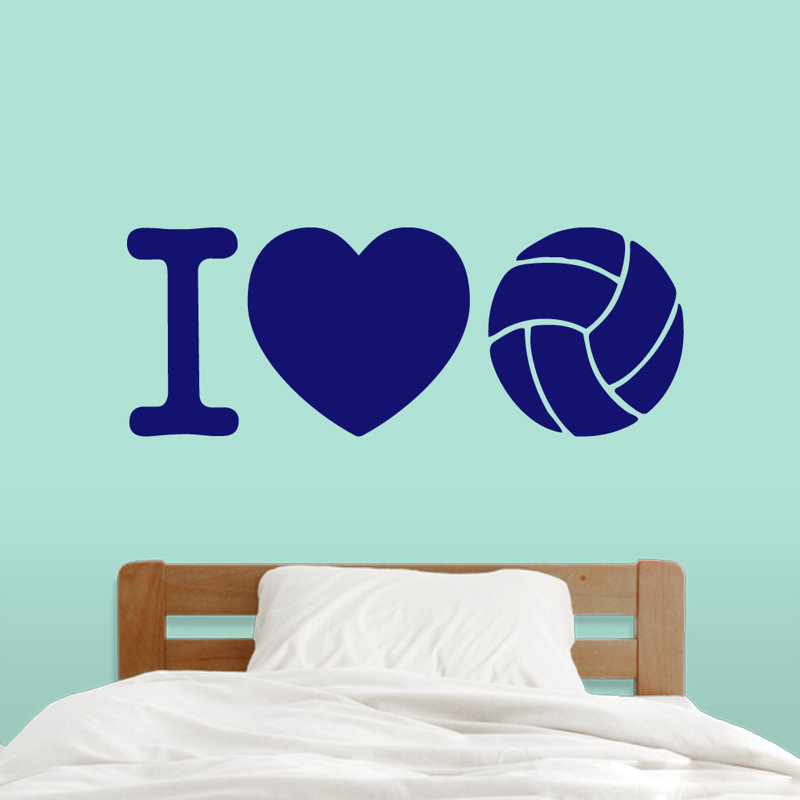 Décalcomanie murale i love volleyball, Bleu marine