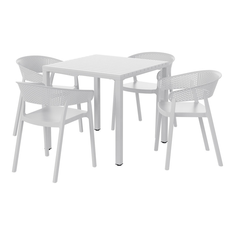 4-Person Outdoor Square Dining Set, Gray