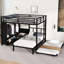 Grand lit superposé simple avec lit gigogne, bureau pliable, garde-robe encastrée, stable, conception à réduction de bruit et lit noir en métal rouillé, lit simple, placard, revêtement pour une utilisation à long terme