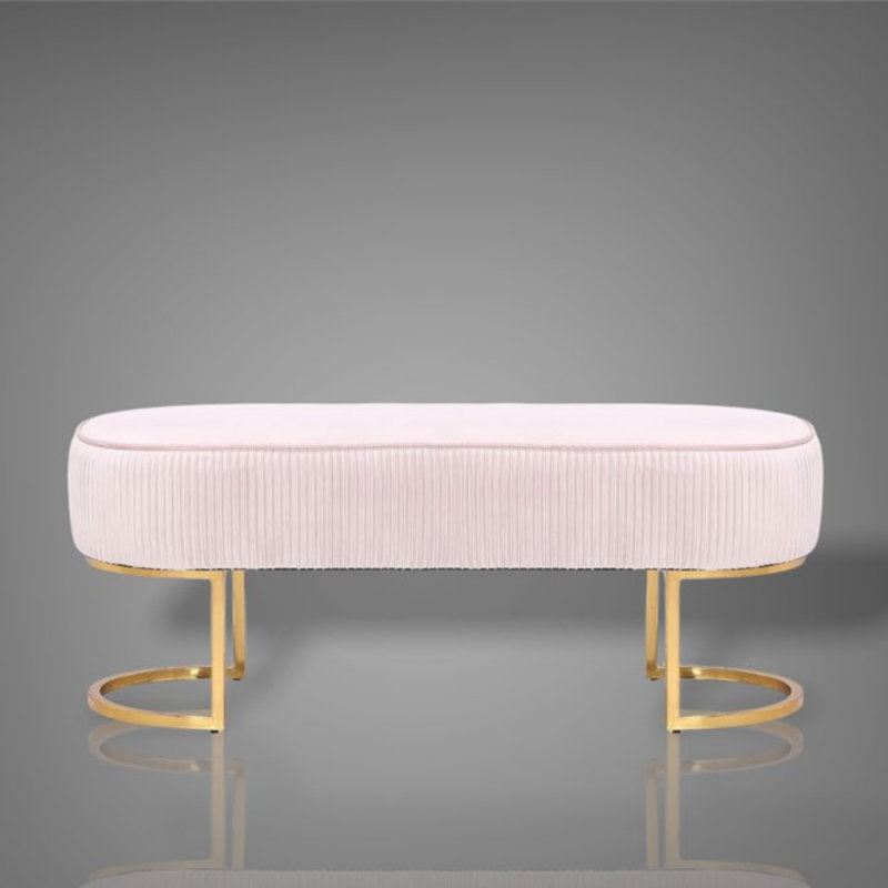 Bama Soft Velvet Bench with Golden Legs, Pink