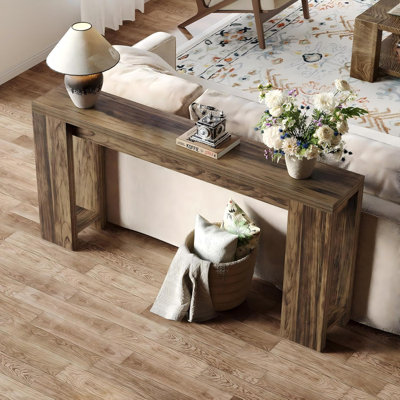 This 70.9-Inch Narrow Sofa Table Has A Country Style Design. Its Slender Shape Saves Space And Is Suitable For Placement In The Entryway, Hallway, Or Behind The Living Room Sofa.