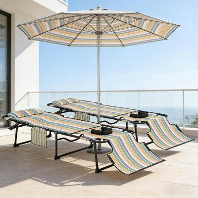Méridienne Sun, chaise pliante 2 pièces, fauteuil inclinable portable