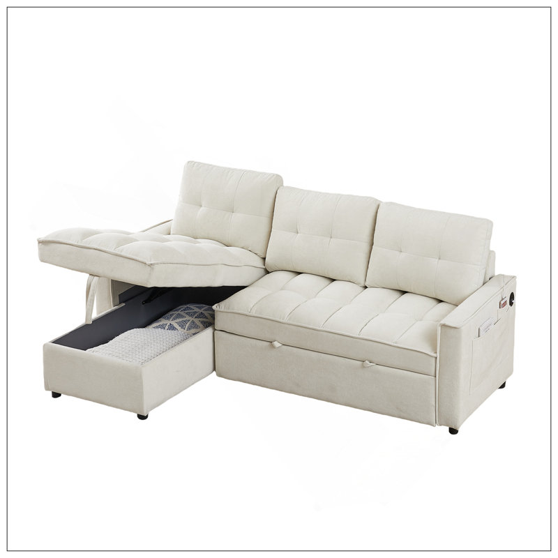 Canapé-lit inclinable de 78,75 pouces avec ports USB et ports de chargement, canapé modulaire en forme de L avec poches de rangement et de rangement pour le confort du salon